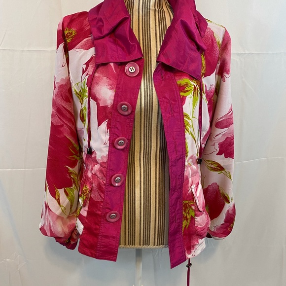 Vintage reversible pink button jacket floral solid - Picture 4 of 15